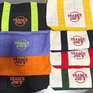 Trader Joe's Mini Canvas Tote Bags SET of 8!! (One of each color)